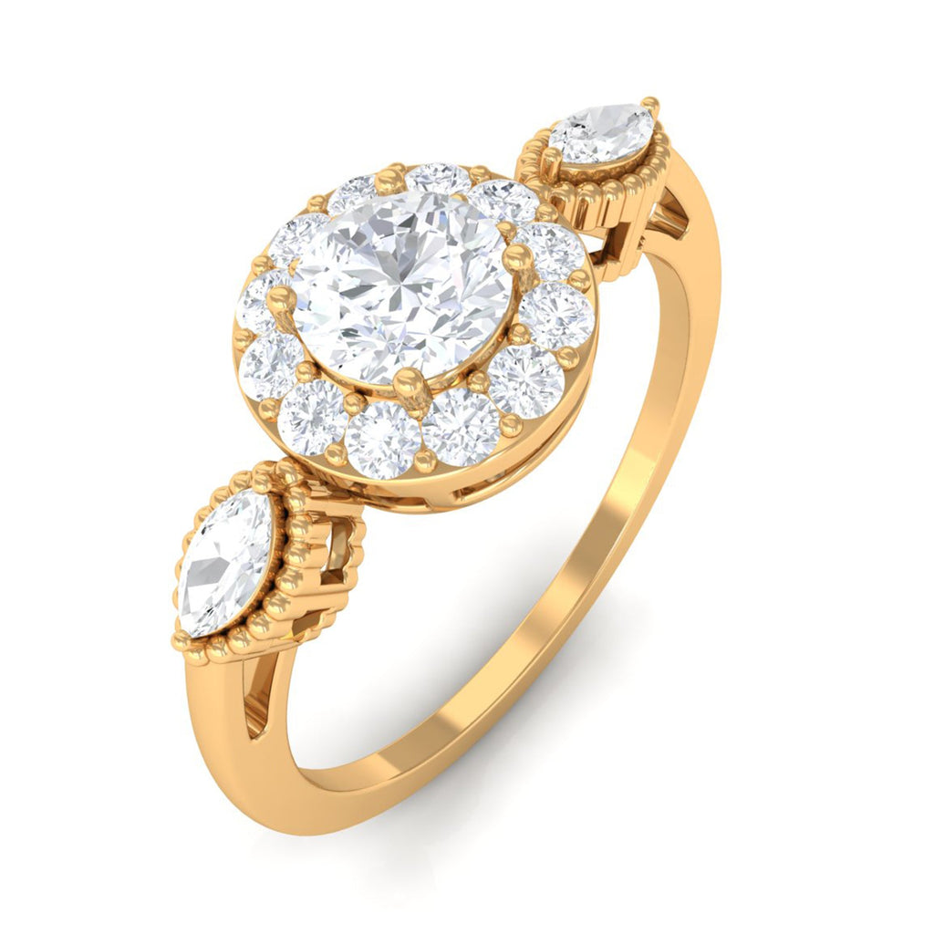 Classic Round Zircon Engagement Ring in Gold