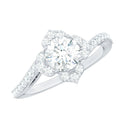 1.75 CT Bypass Shank Round Zircon Flower Engagement Ring
