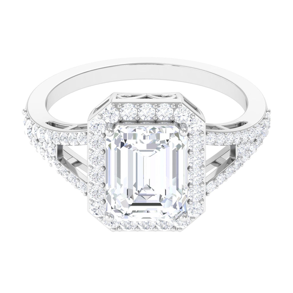 5 CT Split Shank Octagon Cut Zircon Statement Engagement Ring