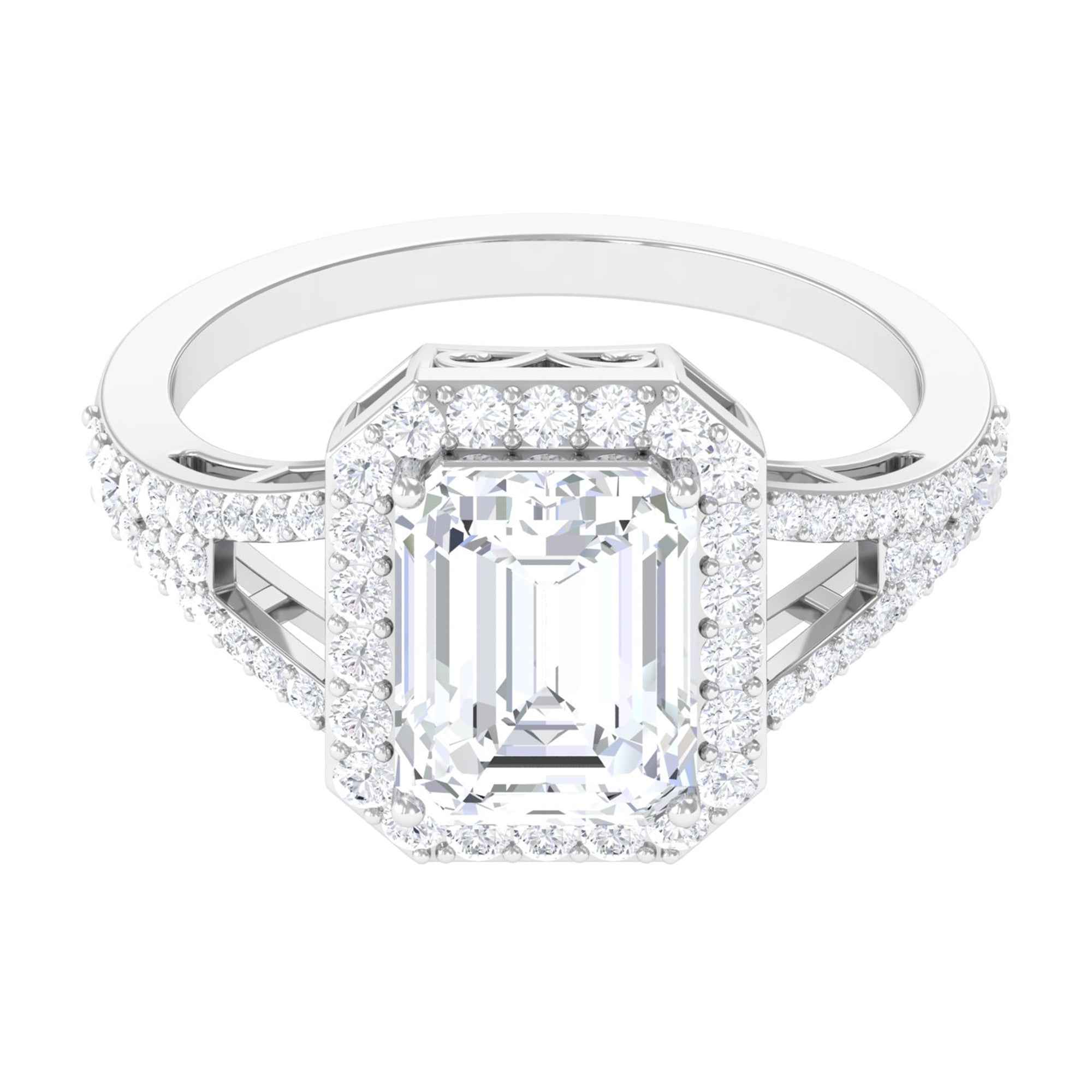 5 CT Split Shank Octagon Cut Zircon Statement Engagement Ring