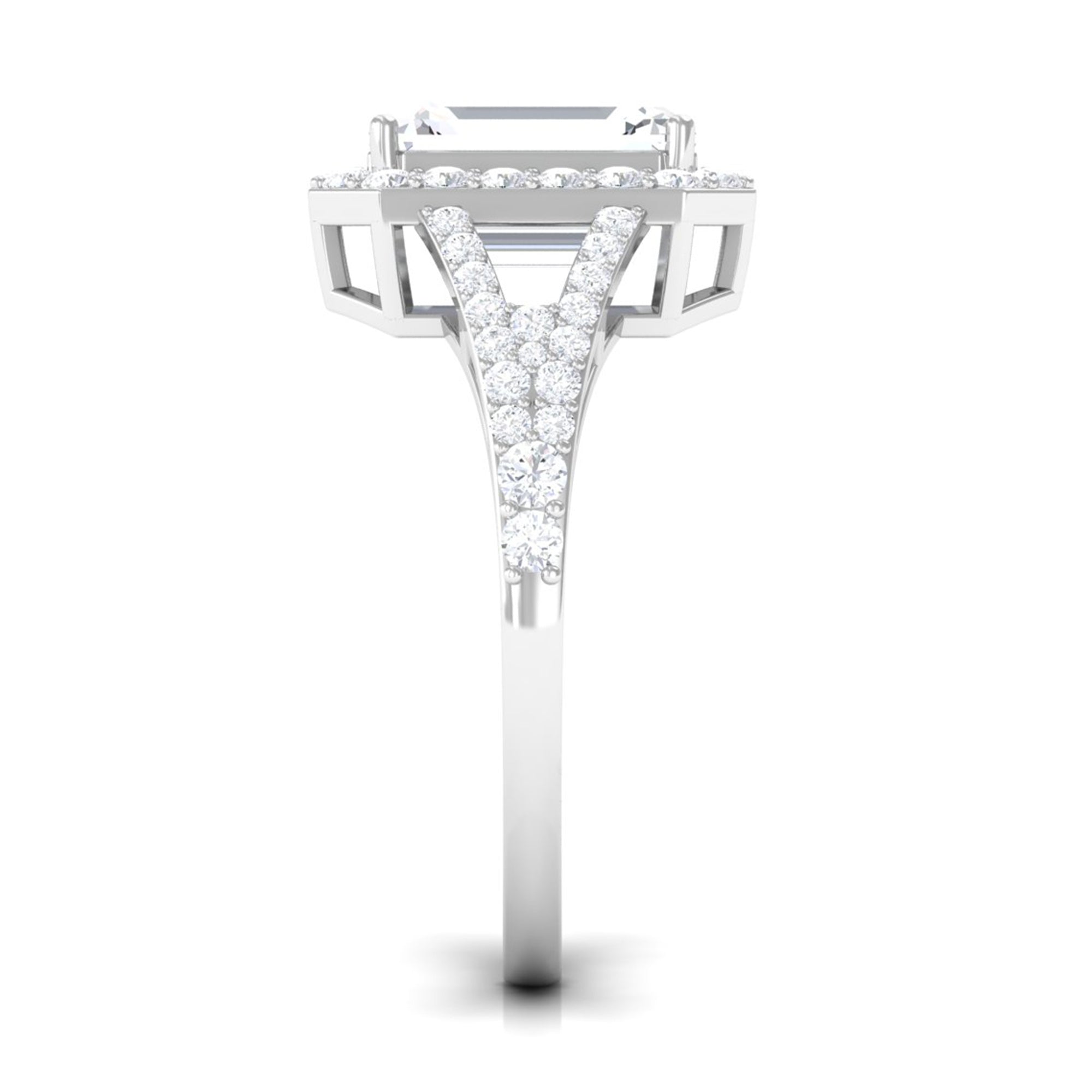 5 CT Split Shank Octagon Cut Zircon Statement Engagement Ring