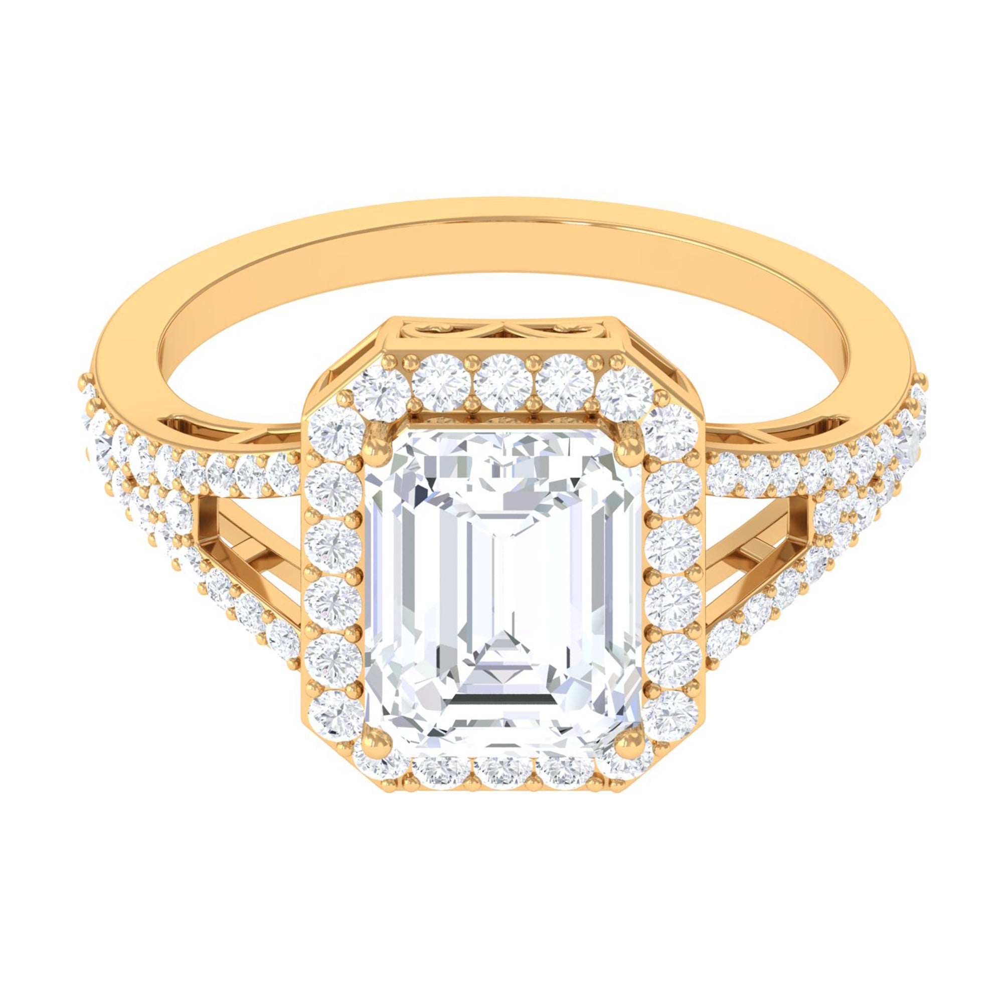 5 CT Split Shank Octagon Cut Zircon Statement Engagement Ring