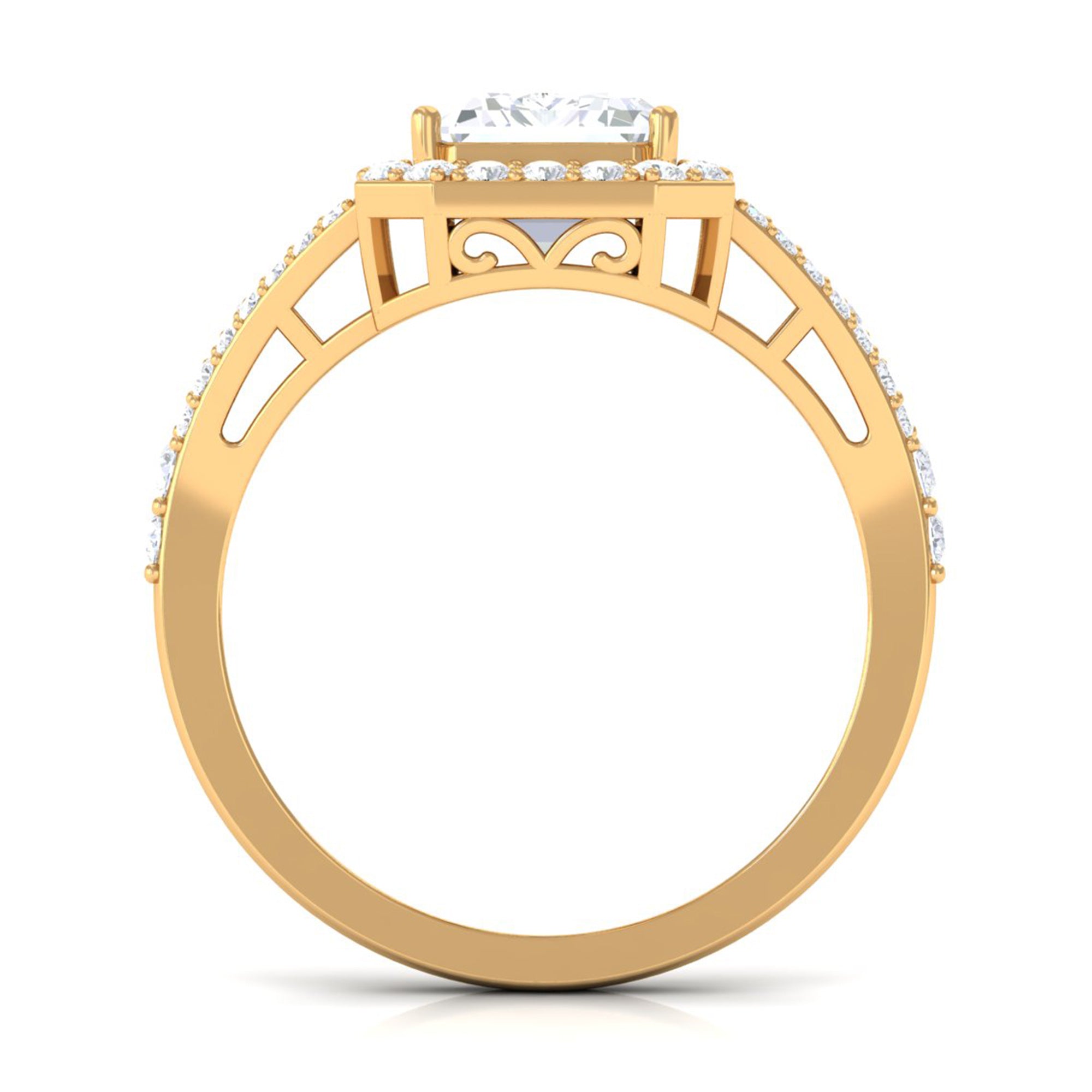 5 CT Split Shank Octagon Cut Zircon Statement Engagement Ring
