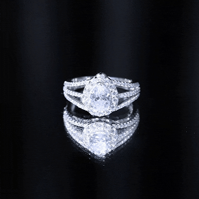 2.50 CT Split Shank Zircon Teardrop Engagement Ring