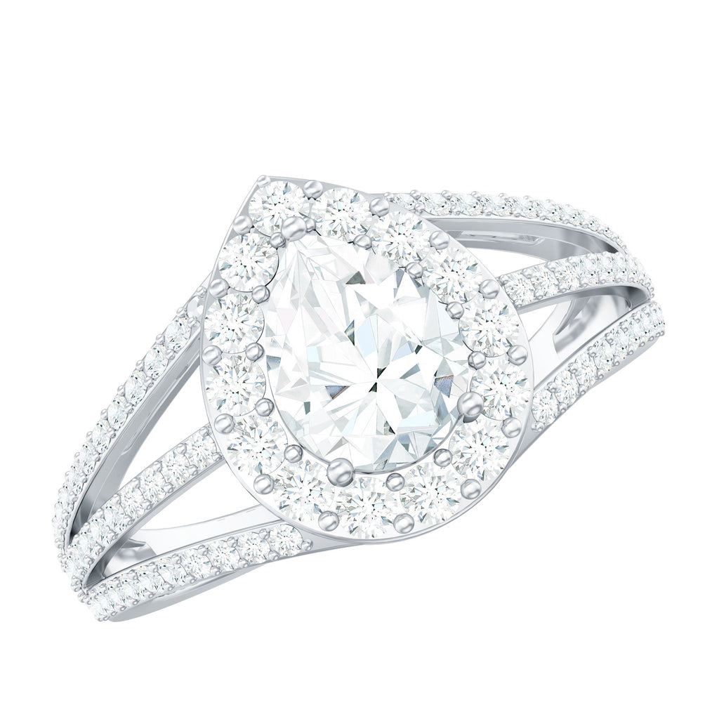 2.50 CT Split Shank Zircon Teardrop Engagement Ring