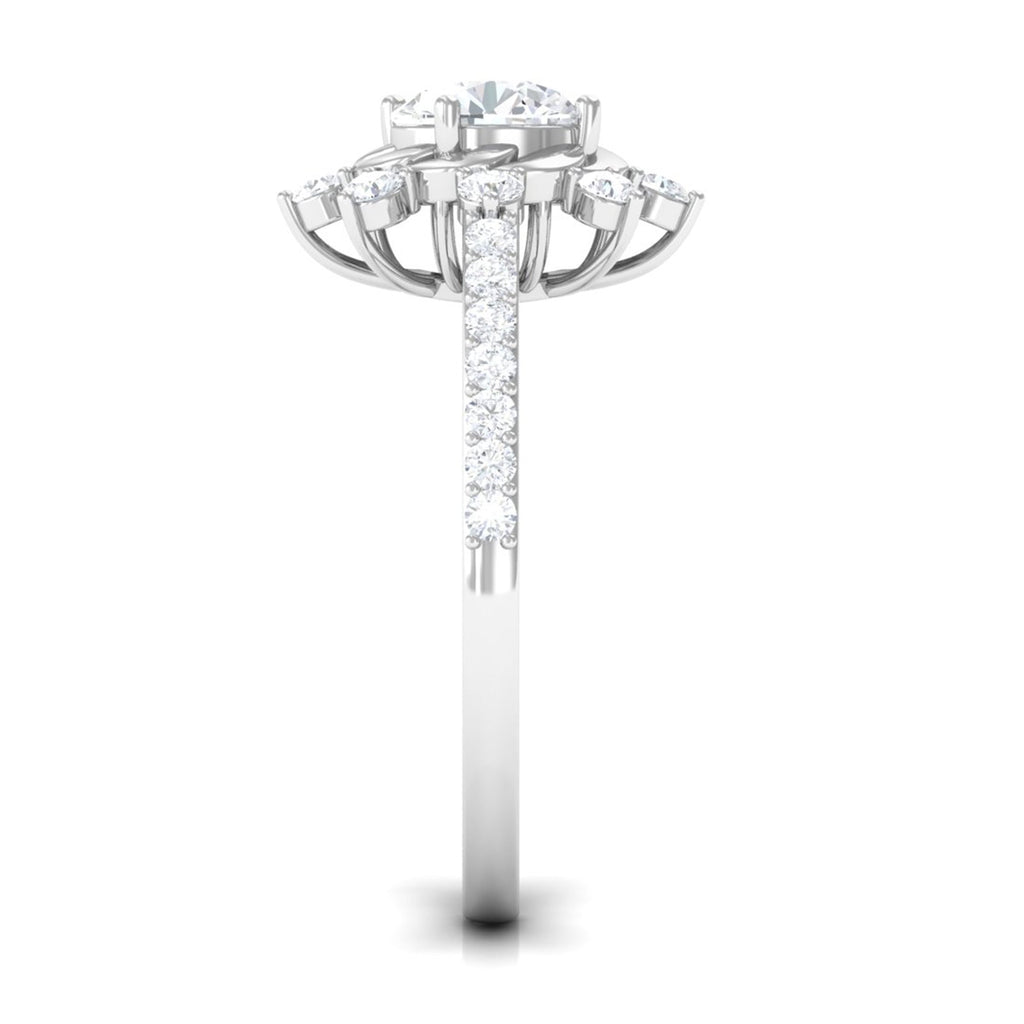 1.75 CT Round Zircon Designer Engagement Ring in Gold