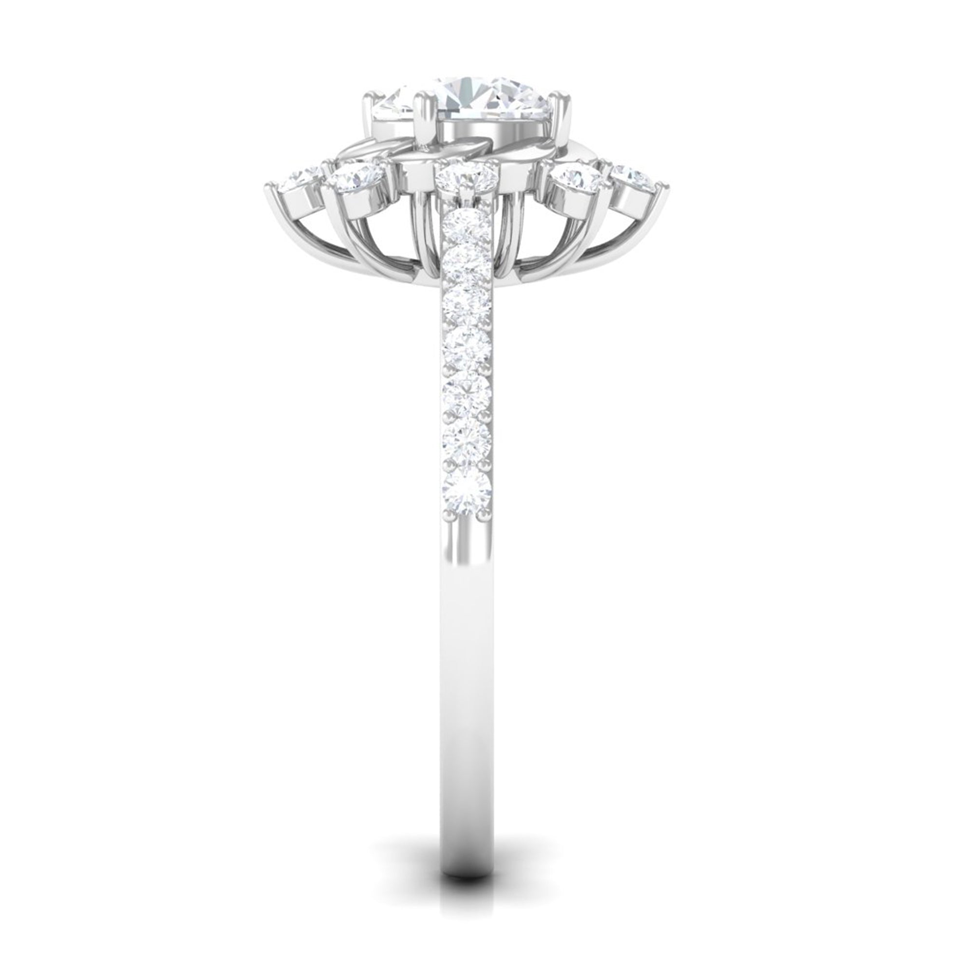 1.75 CT Round Zircon Designer Engagement Ring in Gold