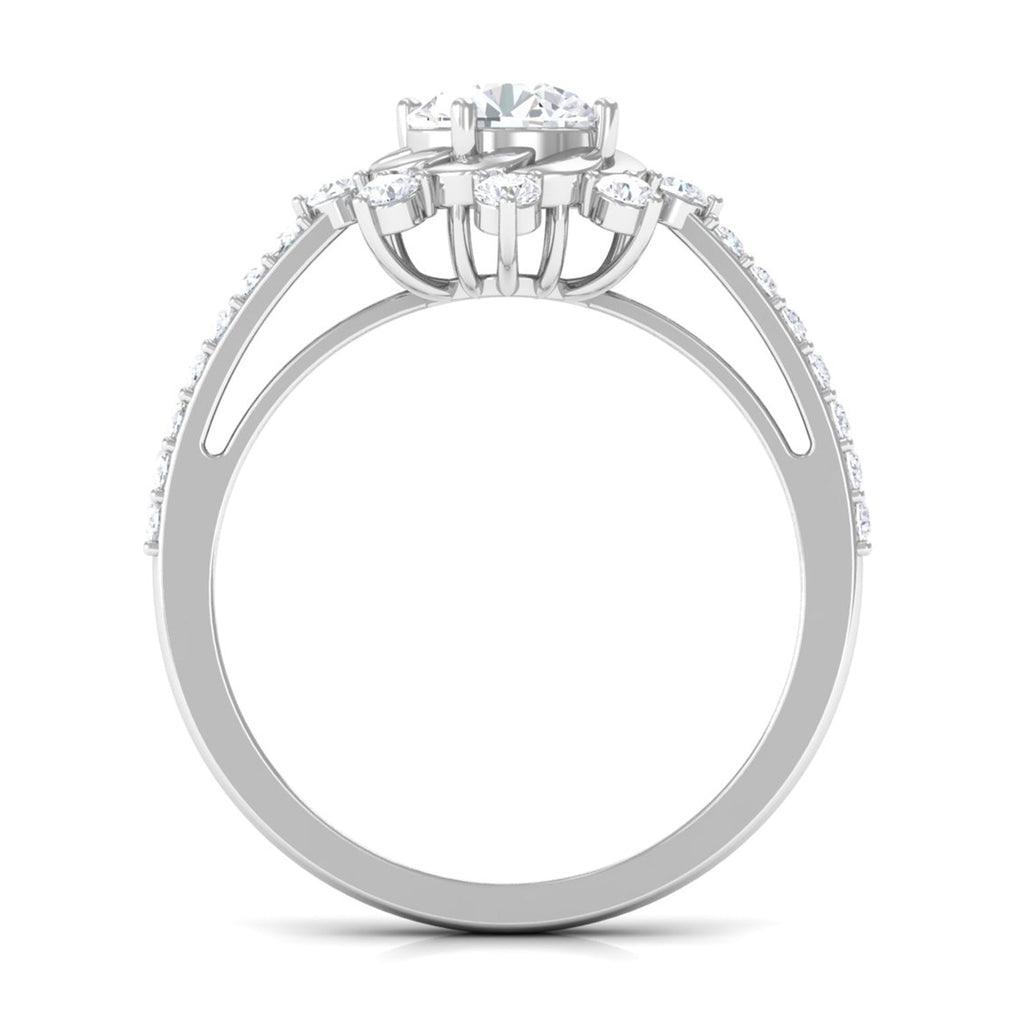 1.75 CT Round Zircon Designer Engagement Ring in Gold