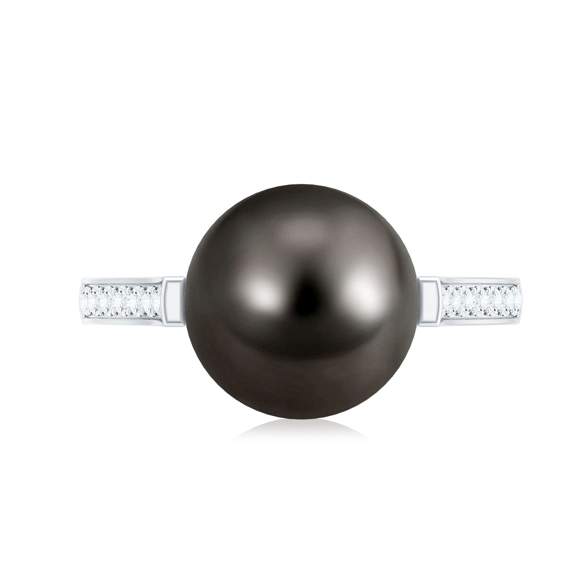 Real Tahitian Pearl Solitaire Engagement Ring with Diamond