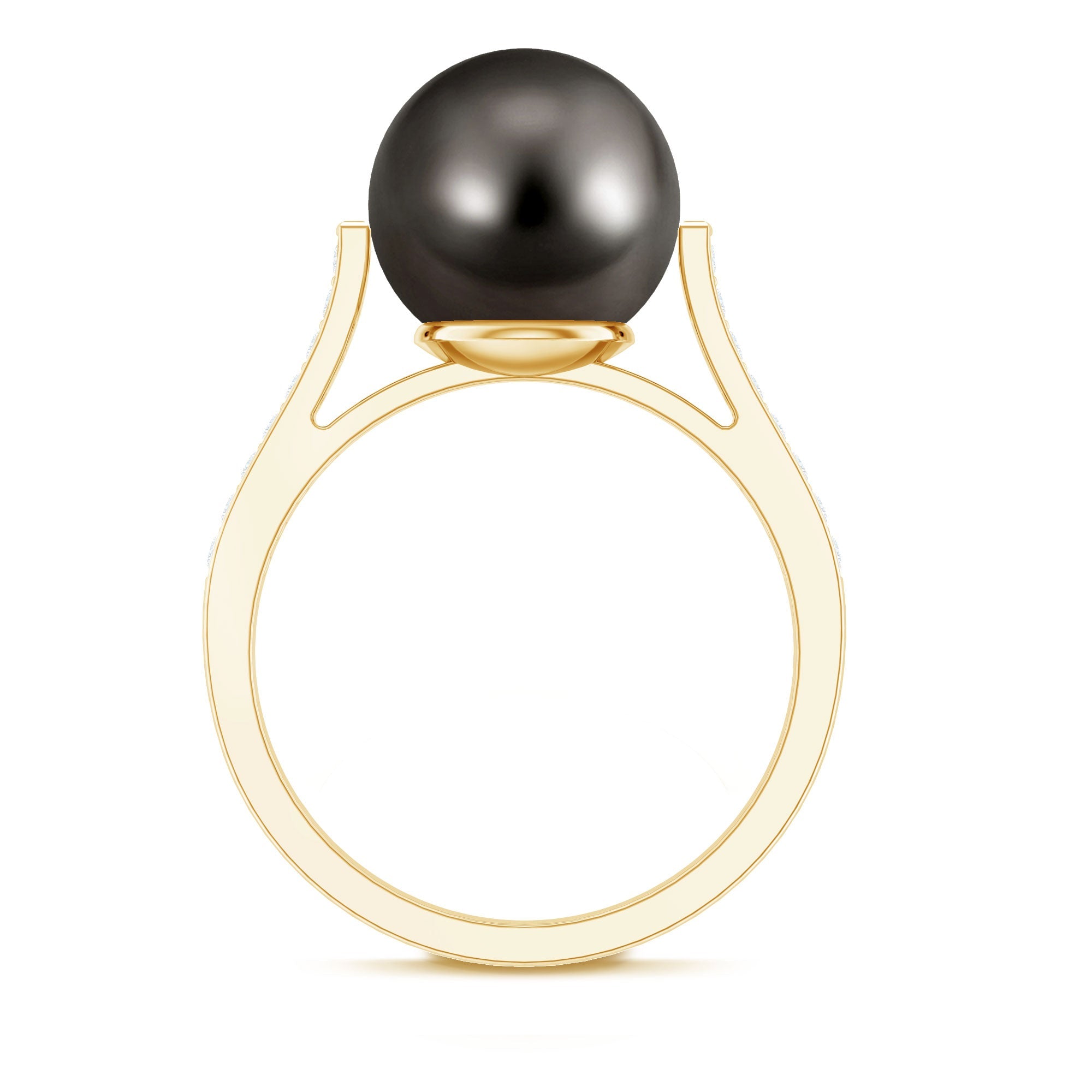 Real Tahitian Pearl Solitaire Engagement Ring with Diamond