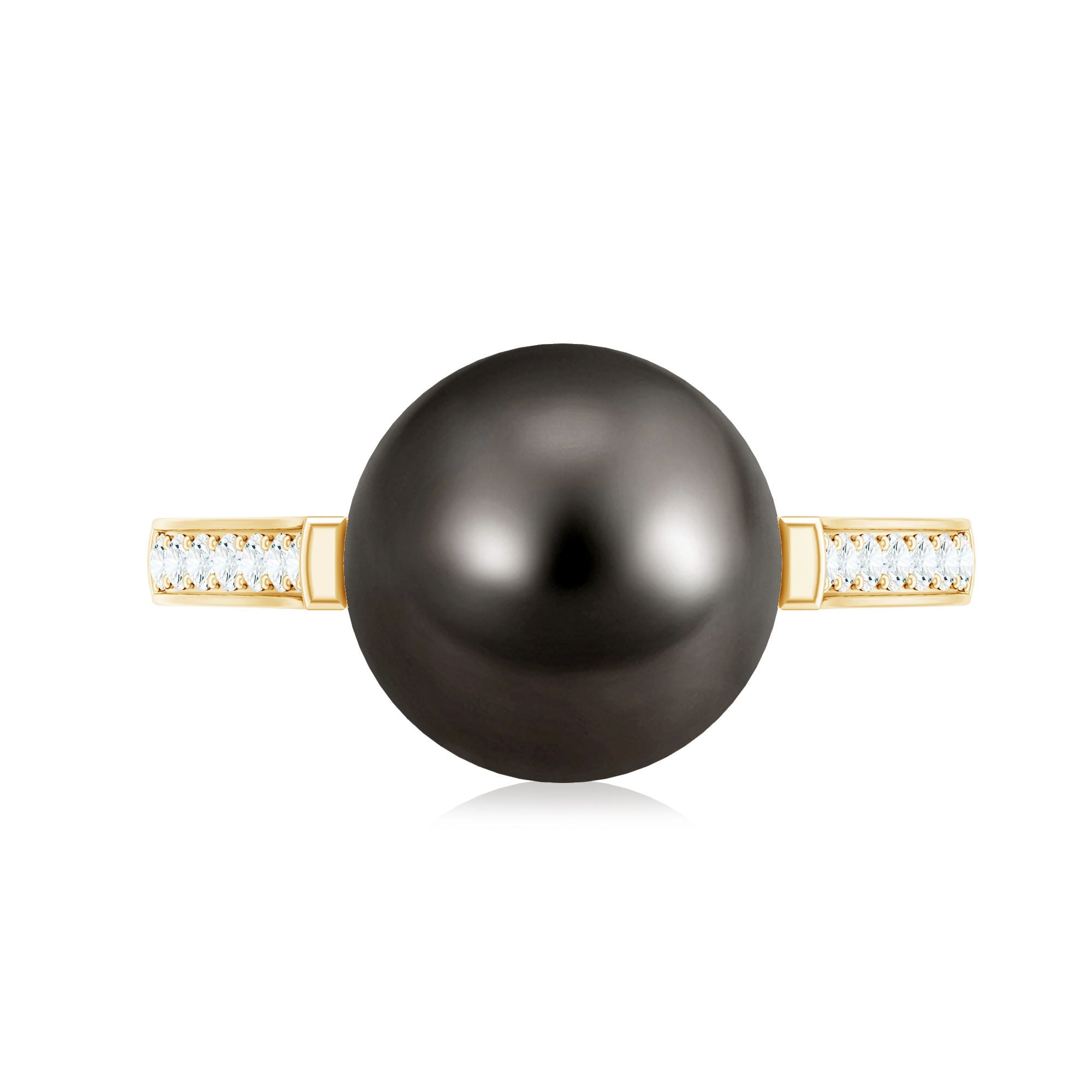 Real Tahitian Pearl Solitaire Engagement Ring with Diamond