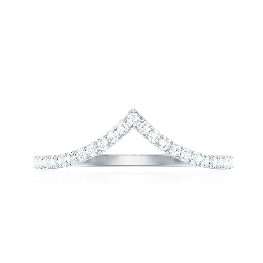 Moissanite Chevron Wedding Ring with Certificate