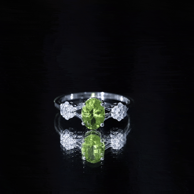 Split Shank Oval Cut Peridot Cocktail Flower Ring