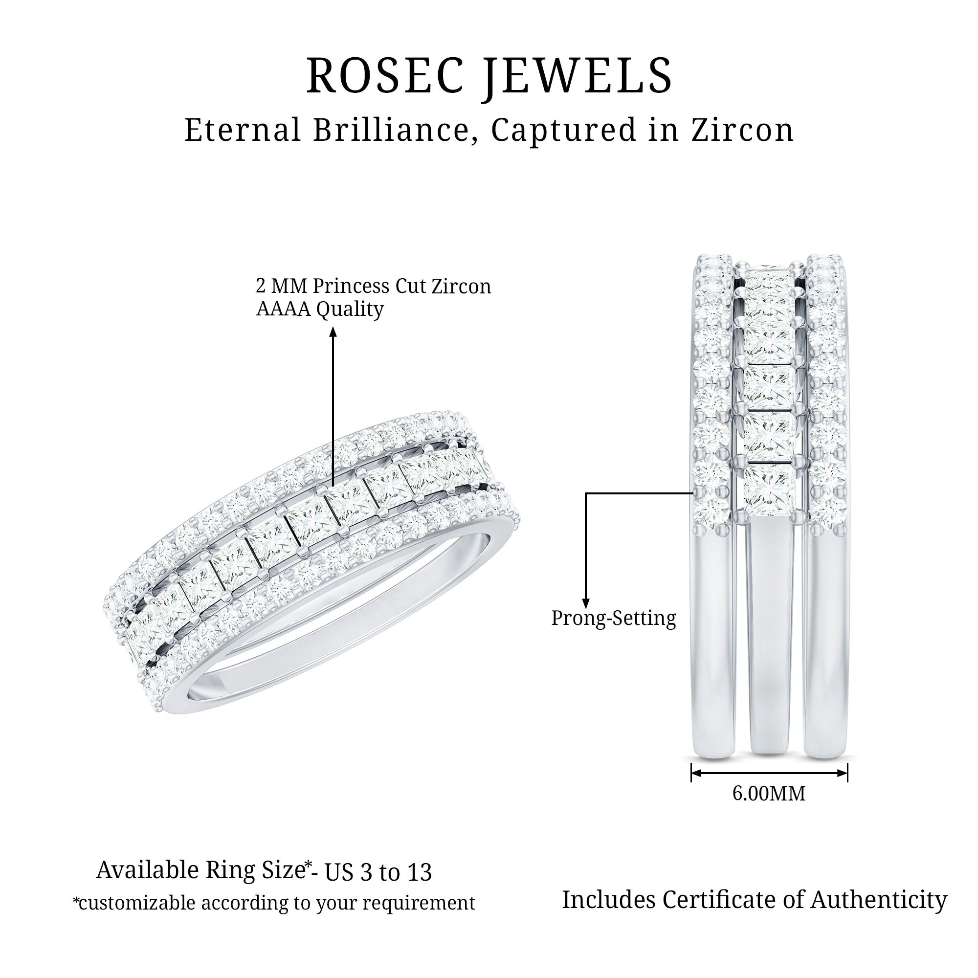 Zircon Stackable Band Ring Set of 3