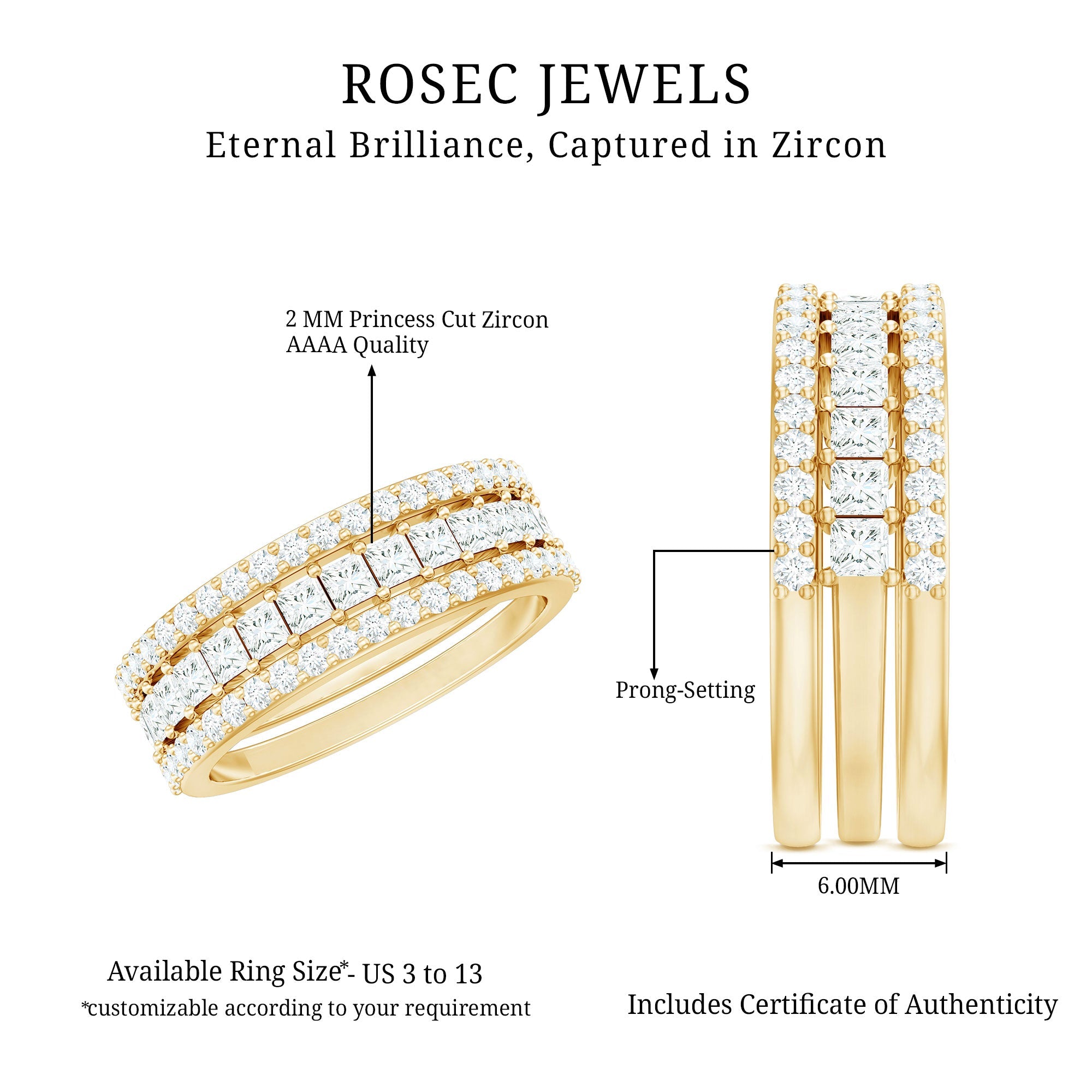 Zircon Stackable Band Ring Set of 3