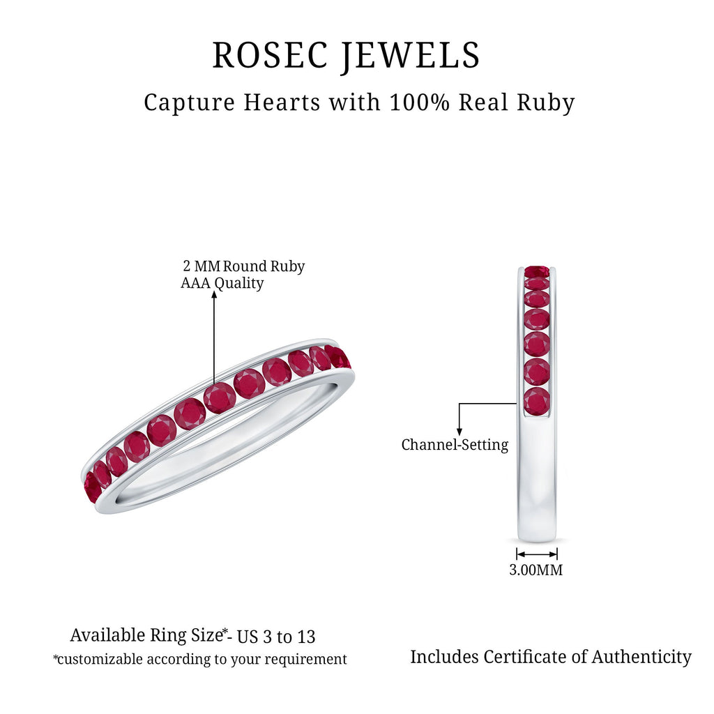 Channel Set Ruby Half Eternity Ring for Women