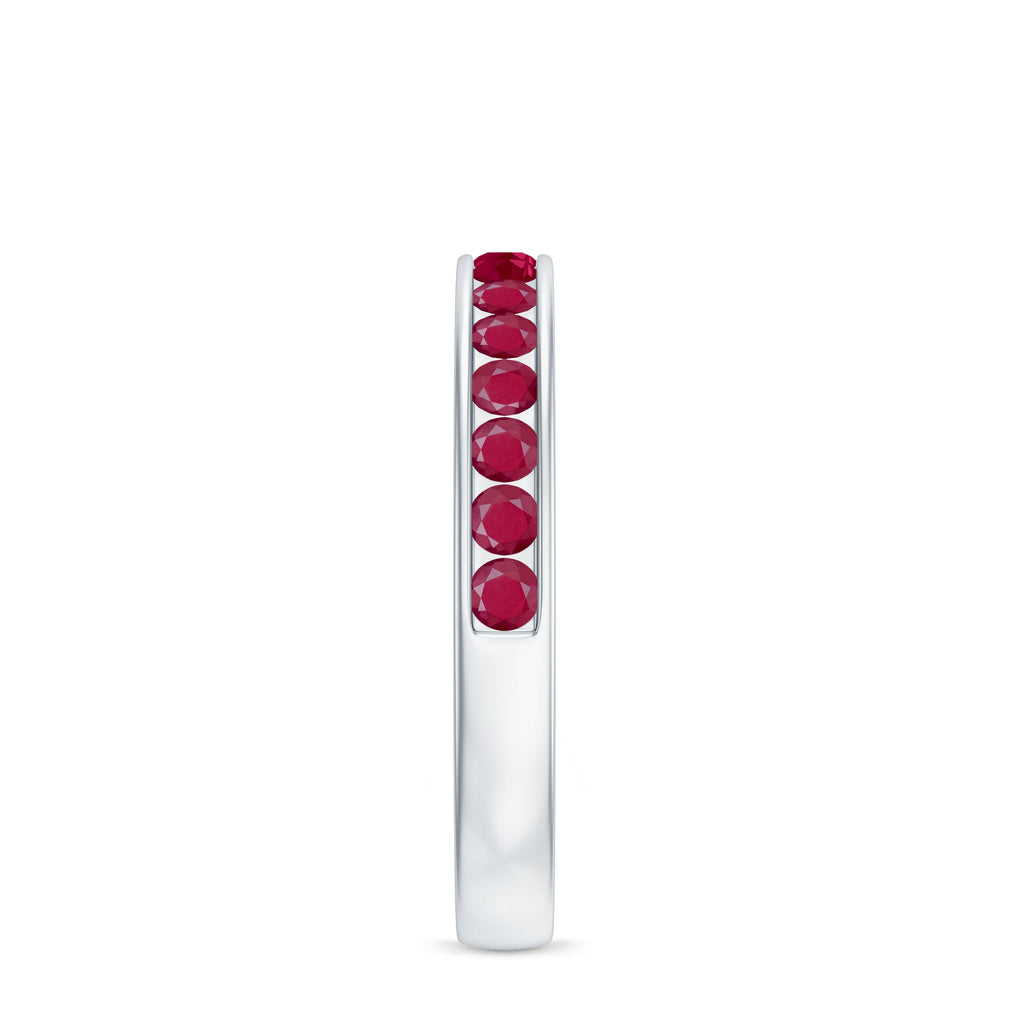 Channel Set Ruby Half Eternity Ring for Women