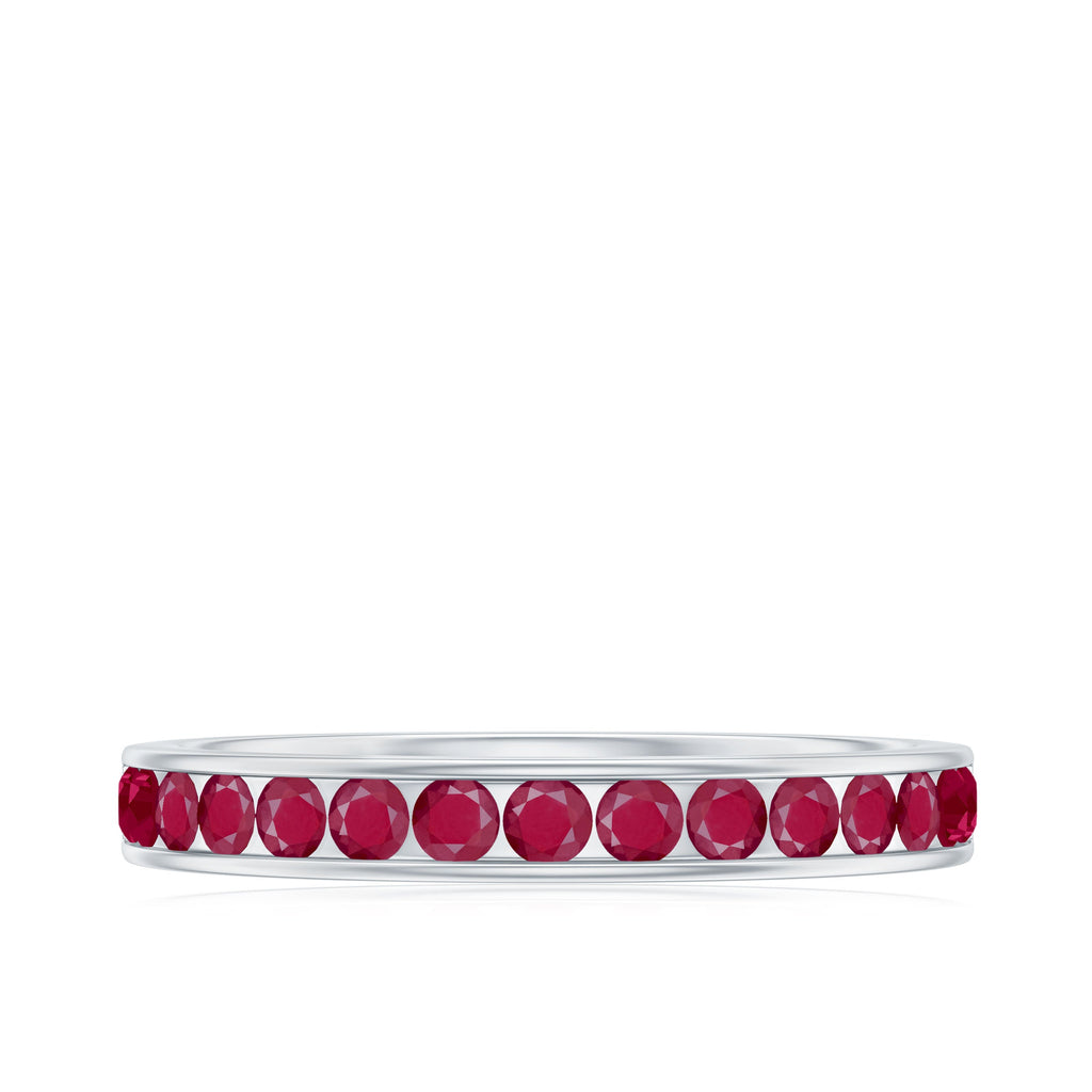 Channel Set Ruby Half Eternity Ring for Women