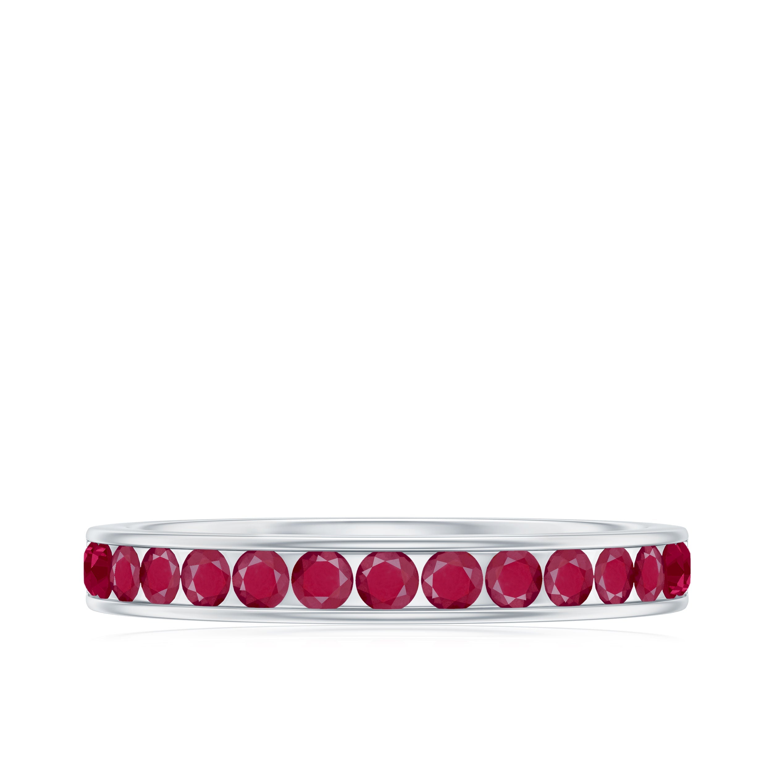 Channel Set Ruby Half Eternity Ring for Women