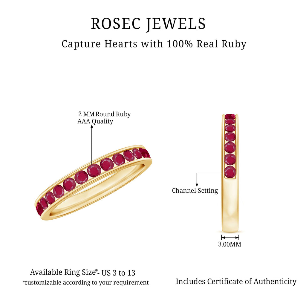 Channel Set Ruby Half Eternity Ring for Women