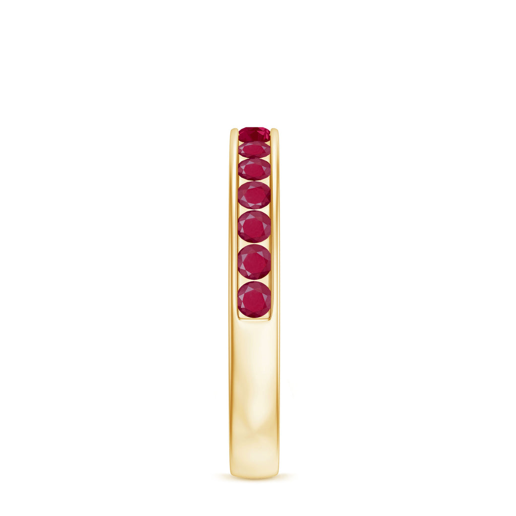 Channel Set Ruby Half Eternity Ring for Women