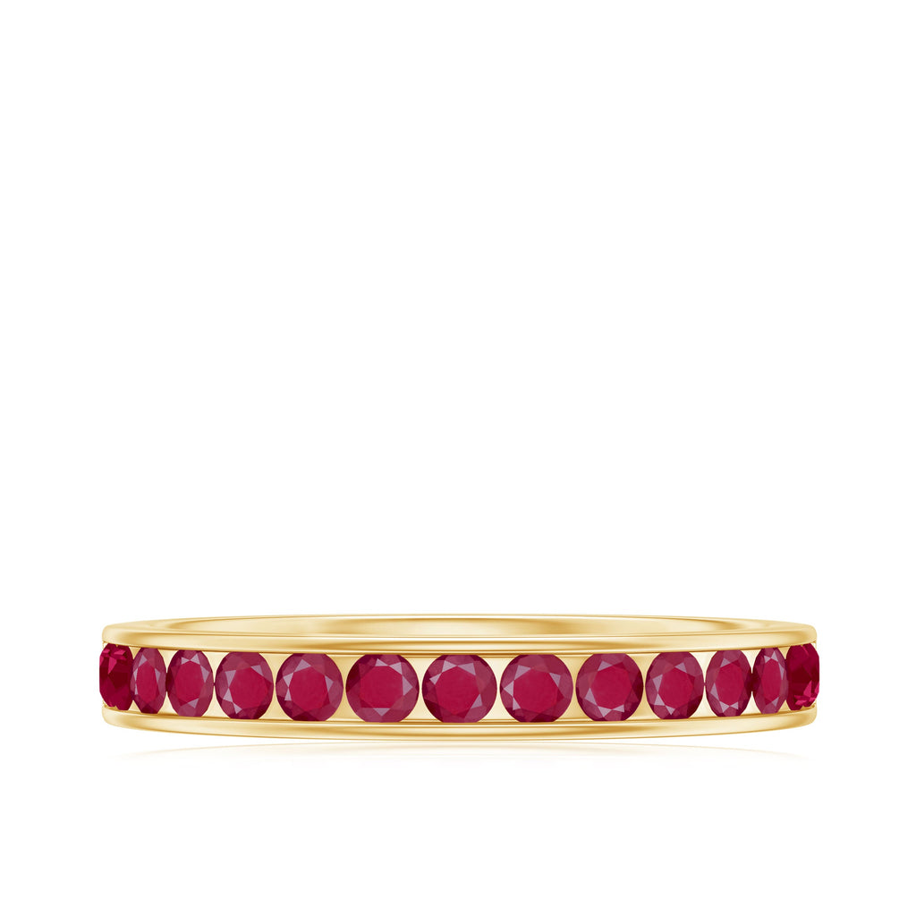 Channel Set Ruby Half Eternity Ring for Women