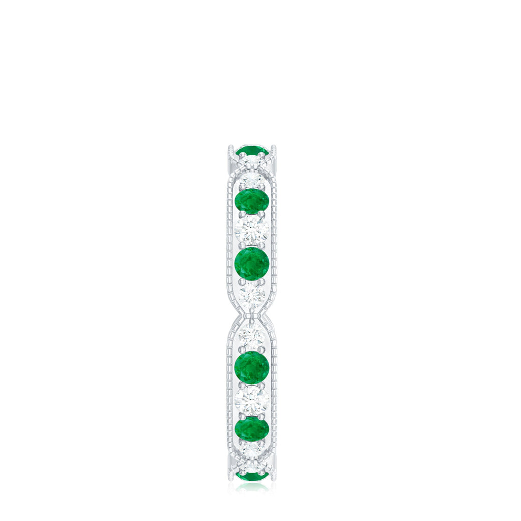 Emerald and Diamond Alternating Eternity Ring