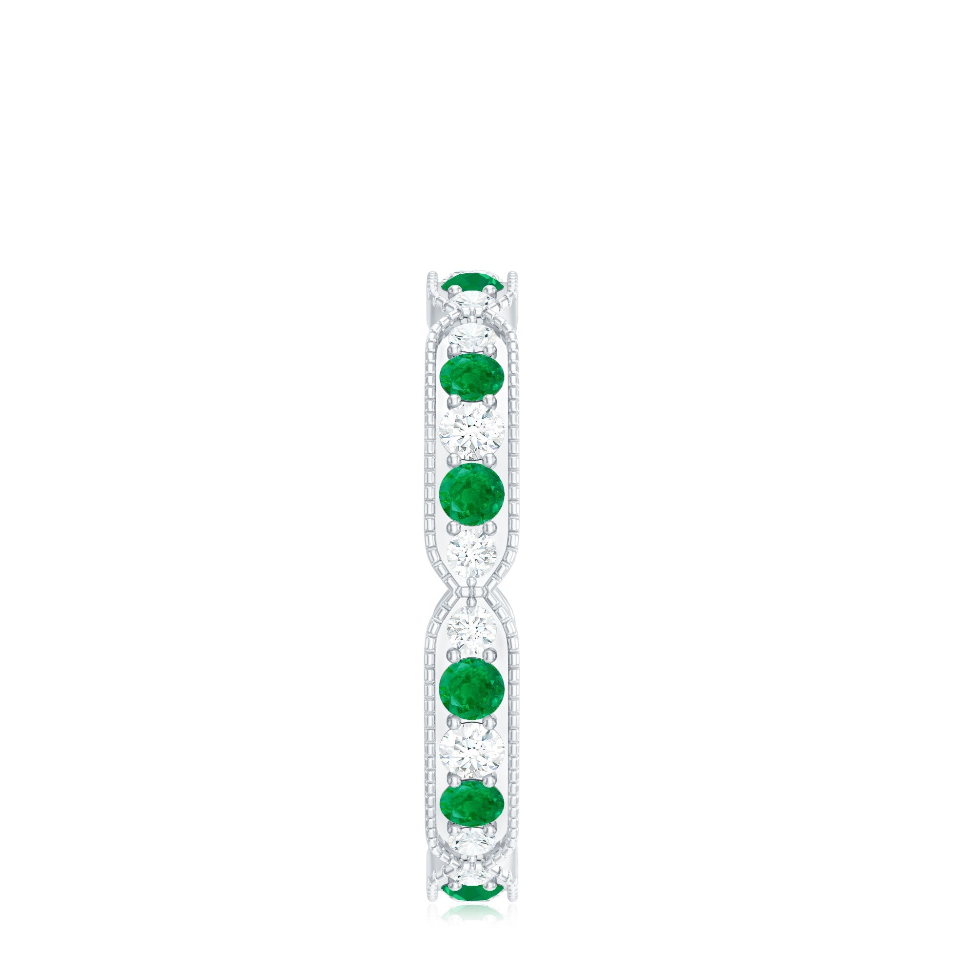 Emerald and Diamond Alternating Eternity Ring