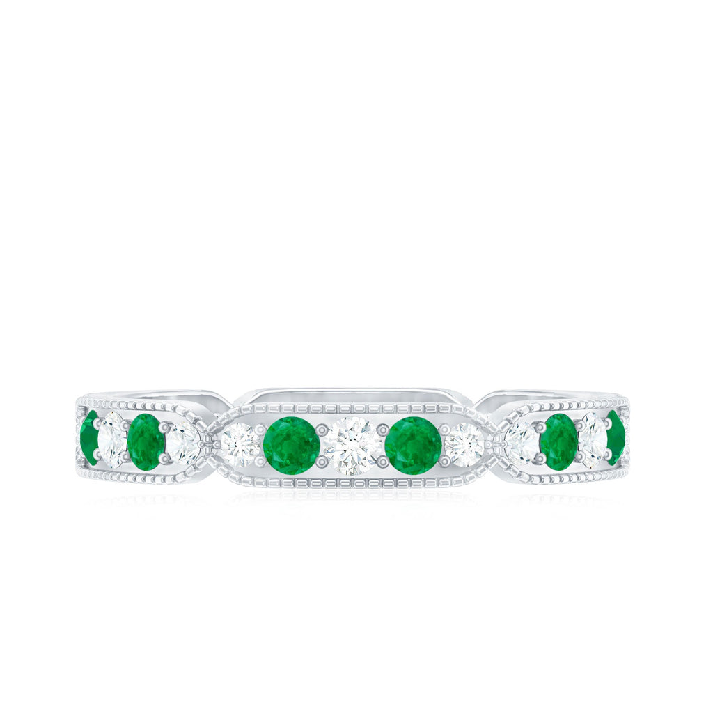 Emerald and Diamond Alternating Eternity Ring