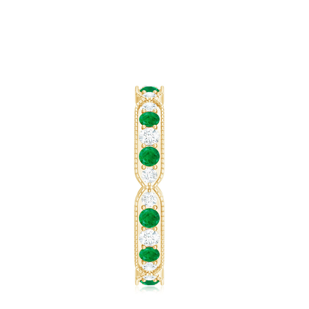 Emerald and Diamond Alternating Eternity Ring