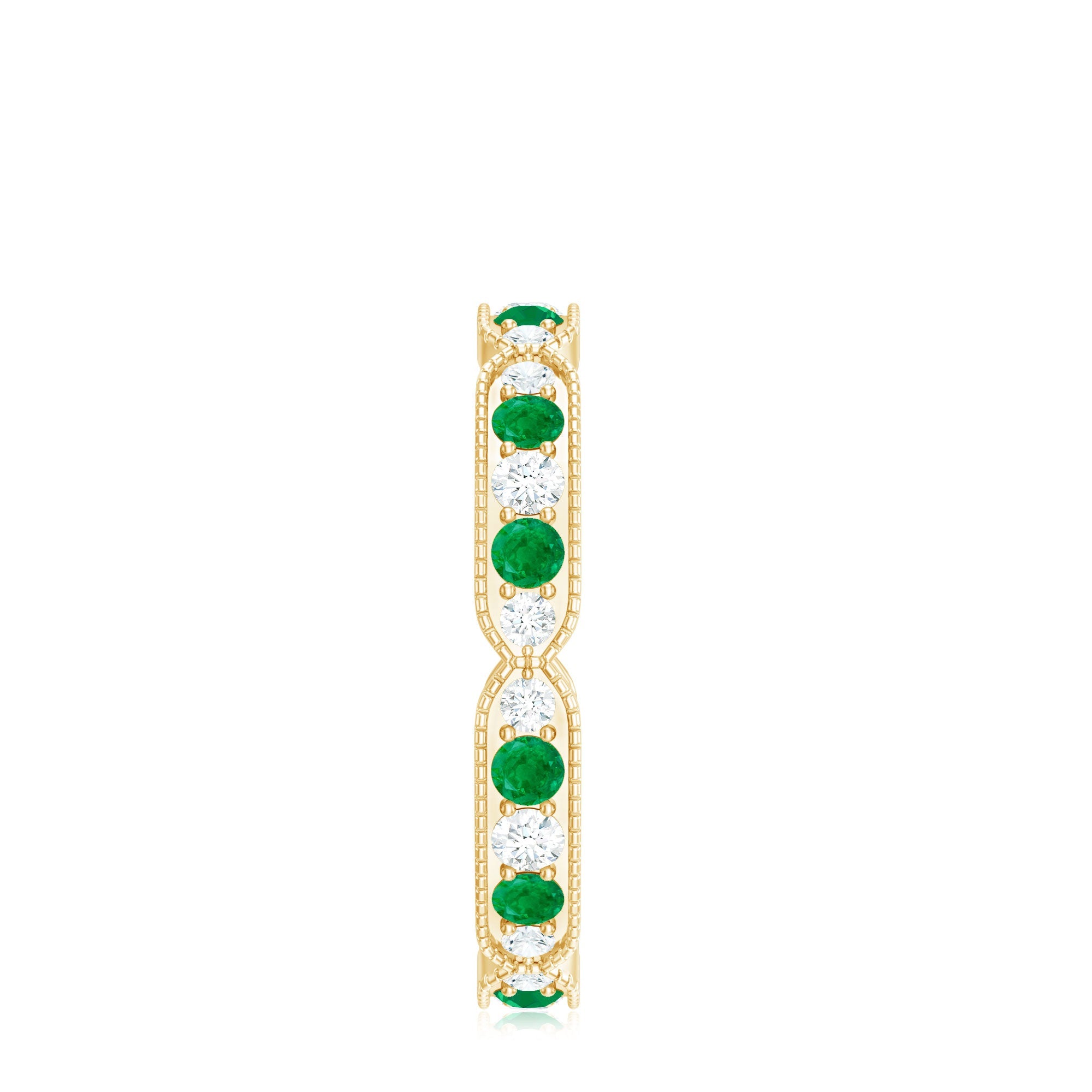 Emerald and Diamond Alternating Eternity Ring