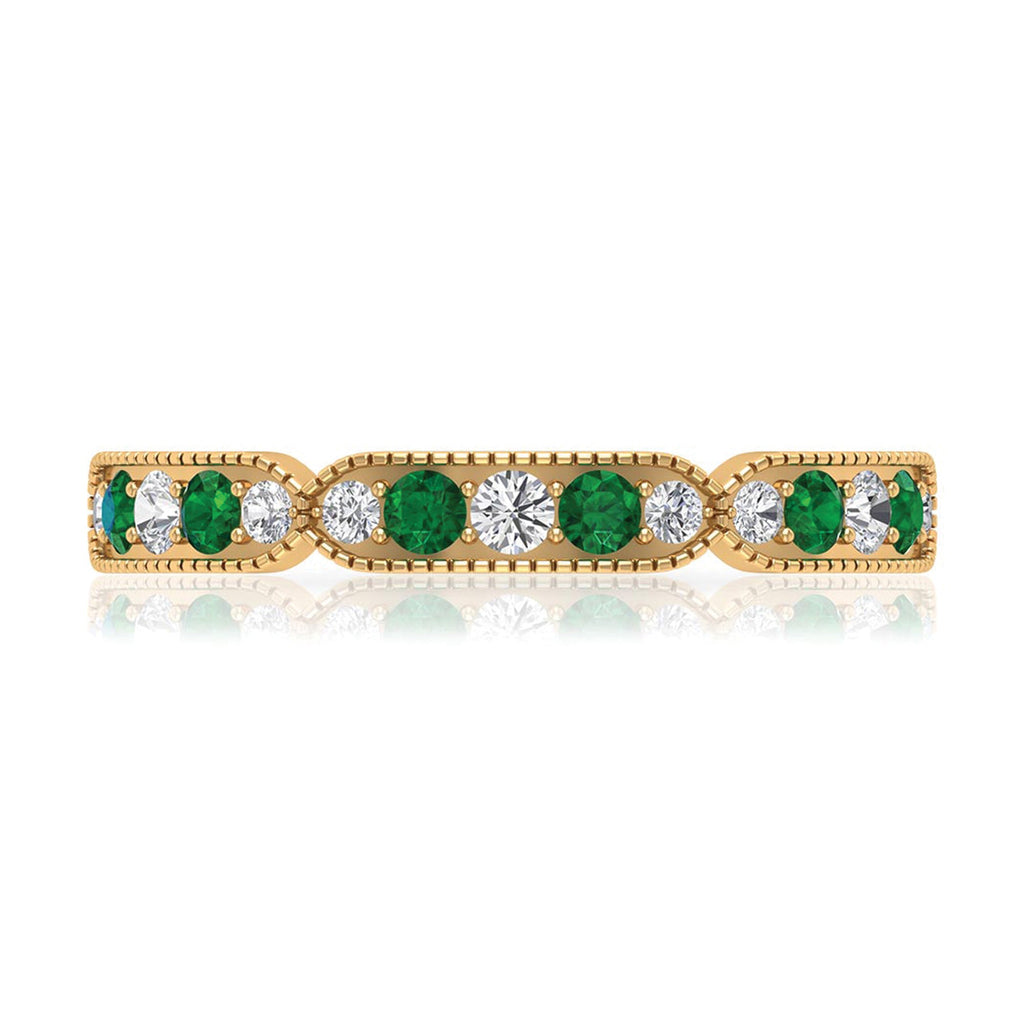 Emerald and Diamond Alternating Eternity Ring