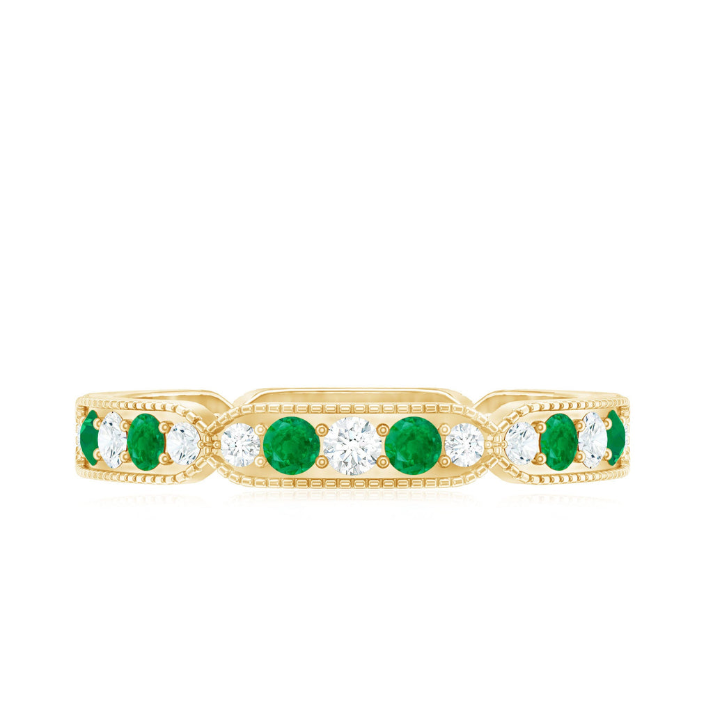 Emerald and Diamond Alternating Eternity Ring