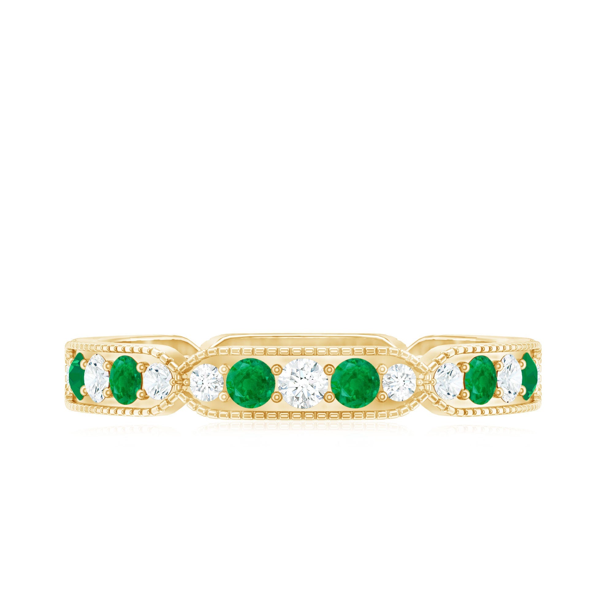 Emerald and Diamond Alternating Eternity Ring