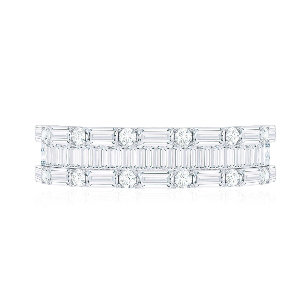 1.75 CT Baguette and Round Zircon Wedding Band in Gold