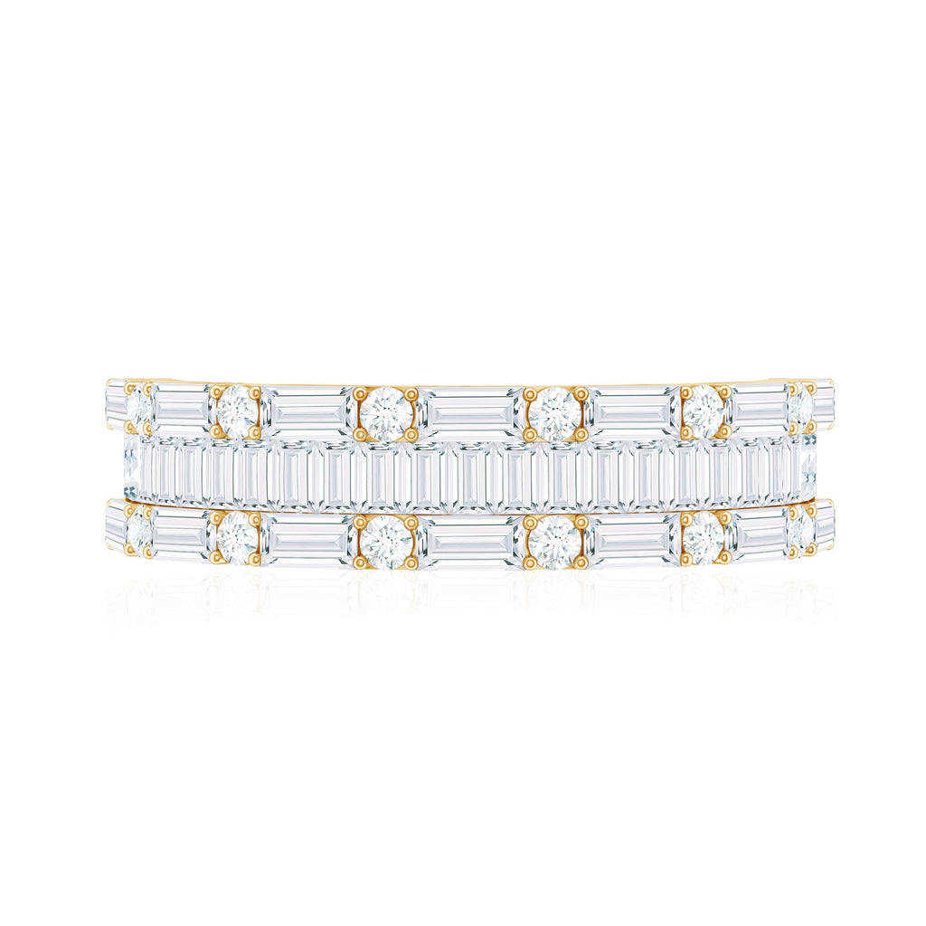 1.75 CT Baguette and Round Zircon Wedding Band in Gold