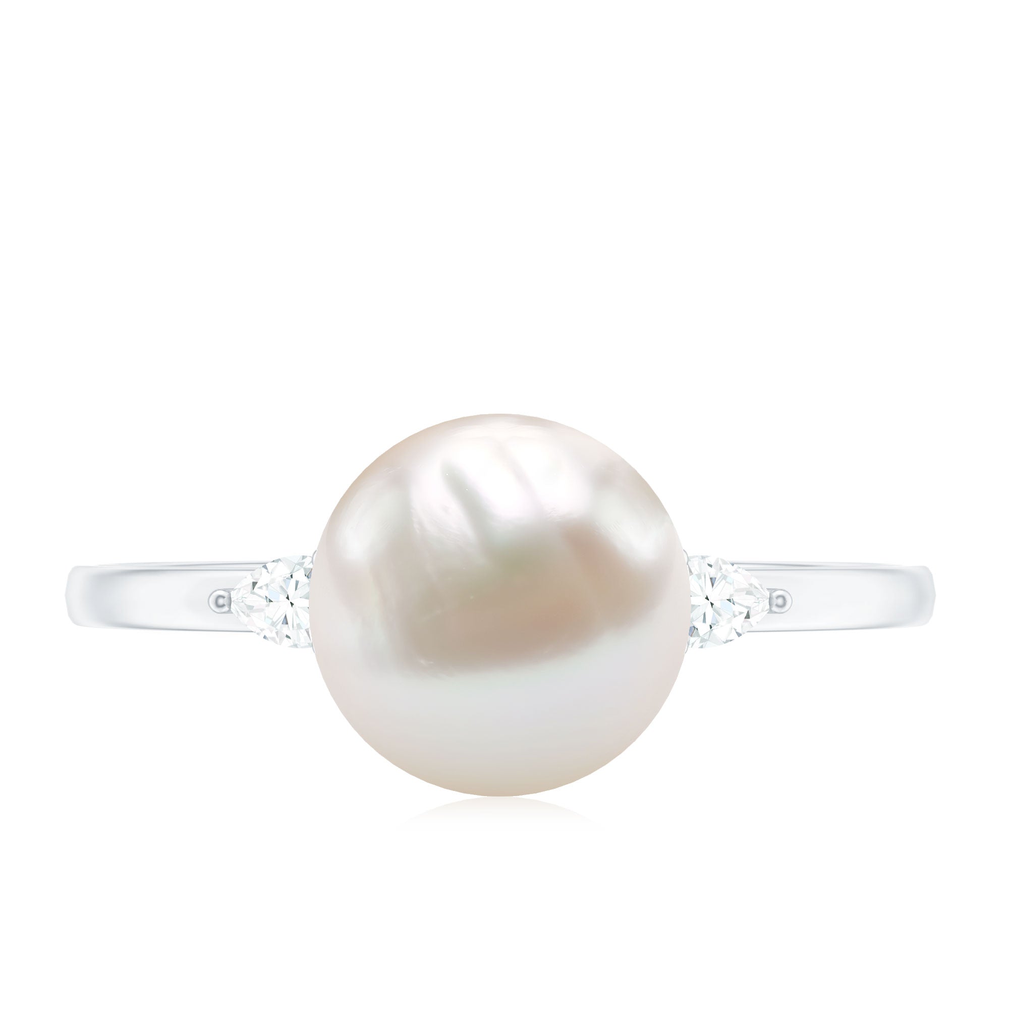 Solitaire Freshwater Pearl Engagement Ring with Diamond