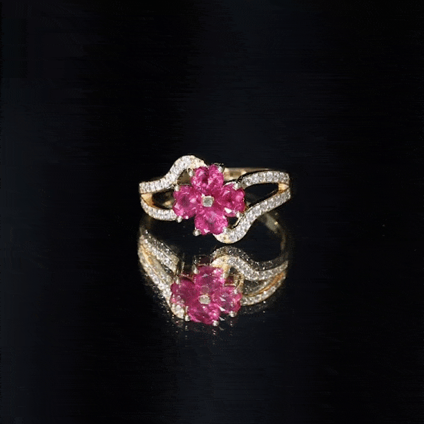 2 CT Heart Ruby Floral Engagement Ring with Split Shank Diamond