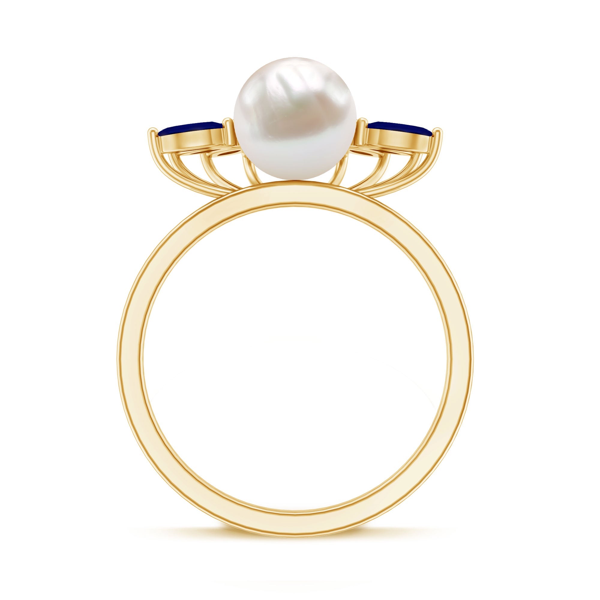 Freshwater Cultured Pearl Floral Inspired Cocktail Ring with Blue Sapphire