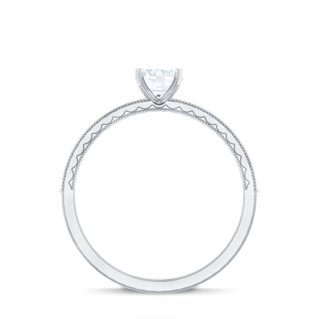 0.75 CT Zircon Gold Beaded Solitaire Promise Ring