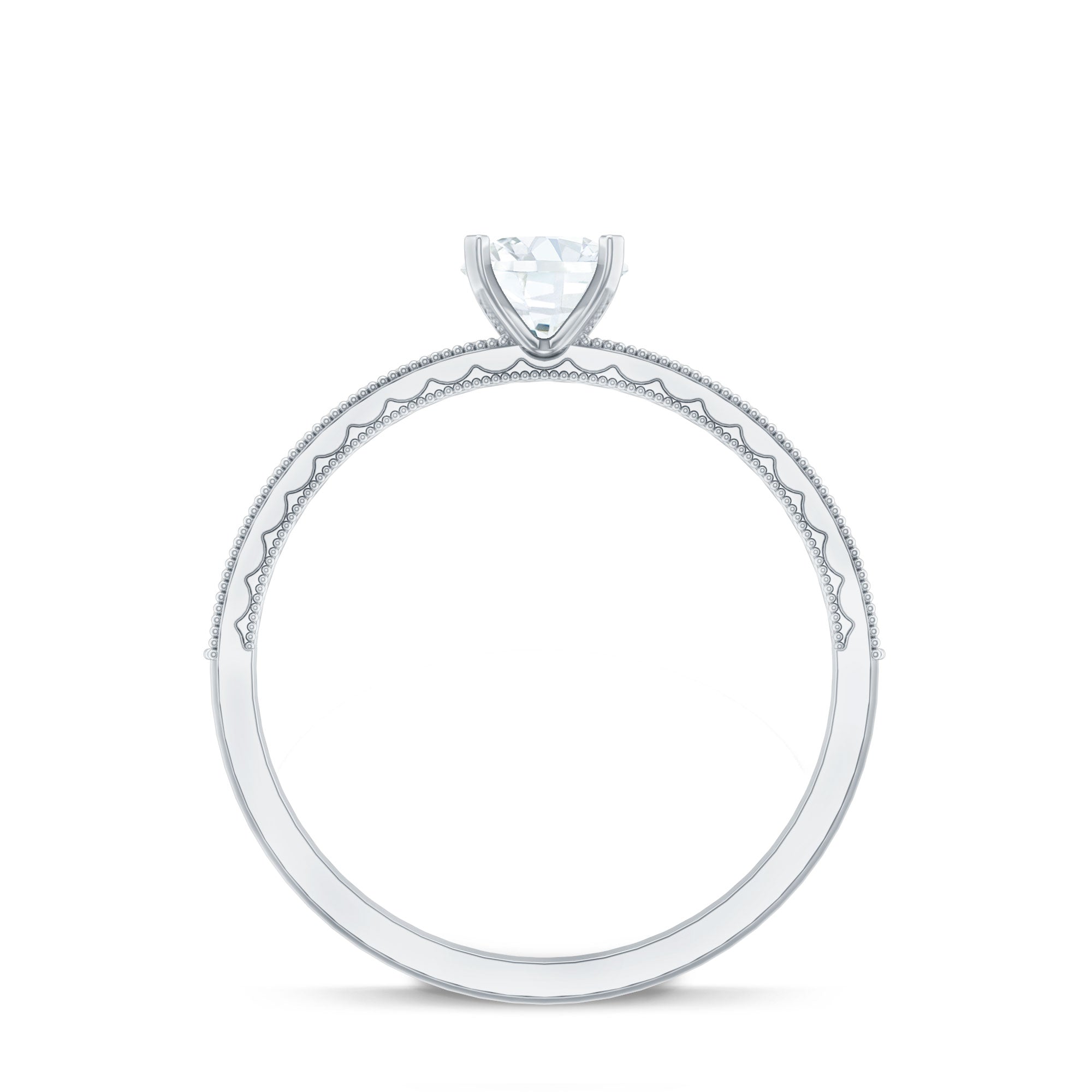 0.75 CT Zircon Gold Beaded Solitaire Promise Ring