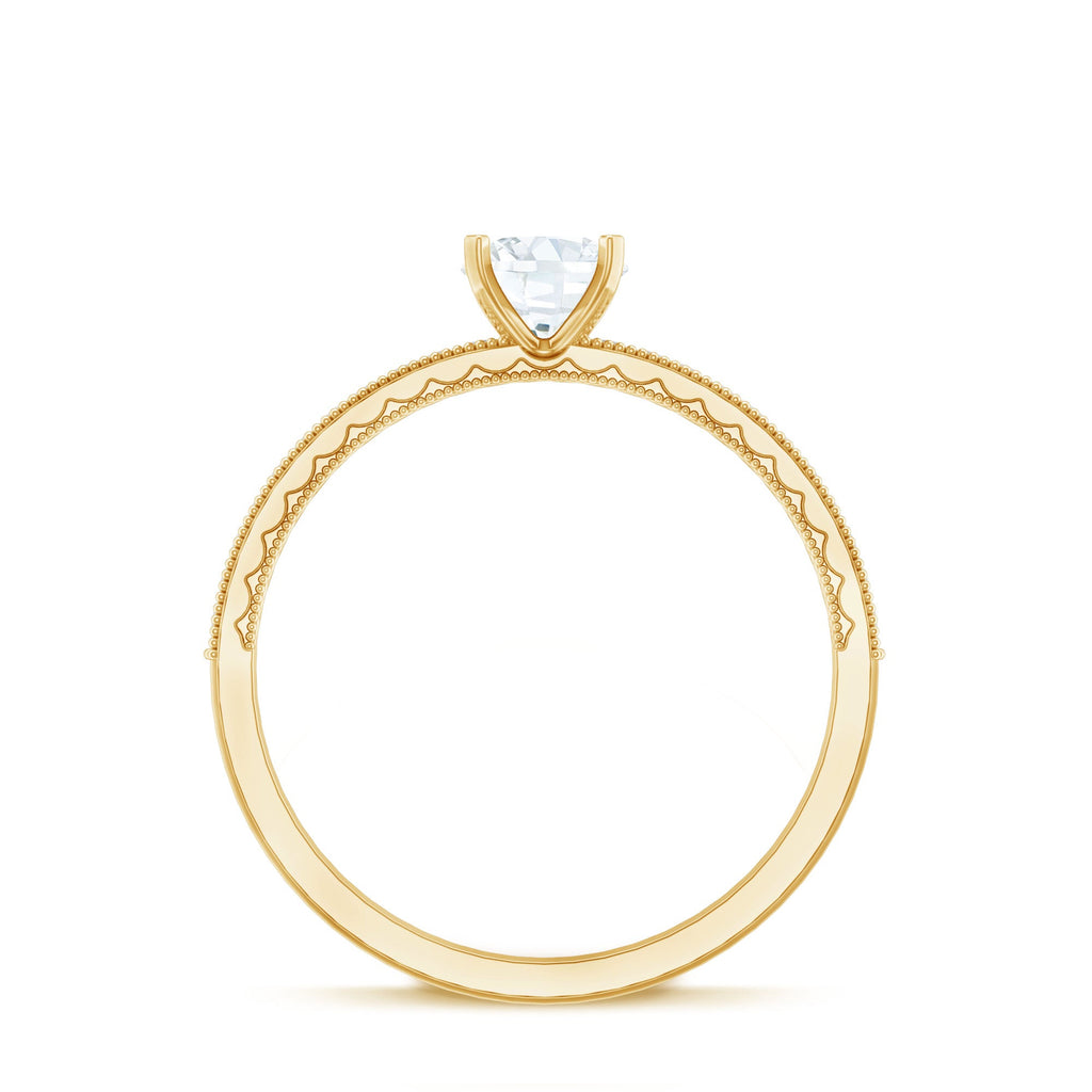 0.75 CT Zircon Gold Beaded Solitaire Promise Ring