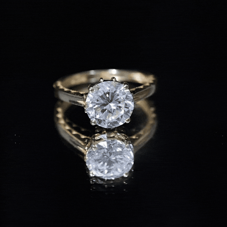 8 MM Round Cut Moissanite Engagement Ring with Milgrain Detailing