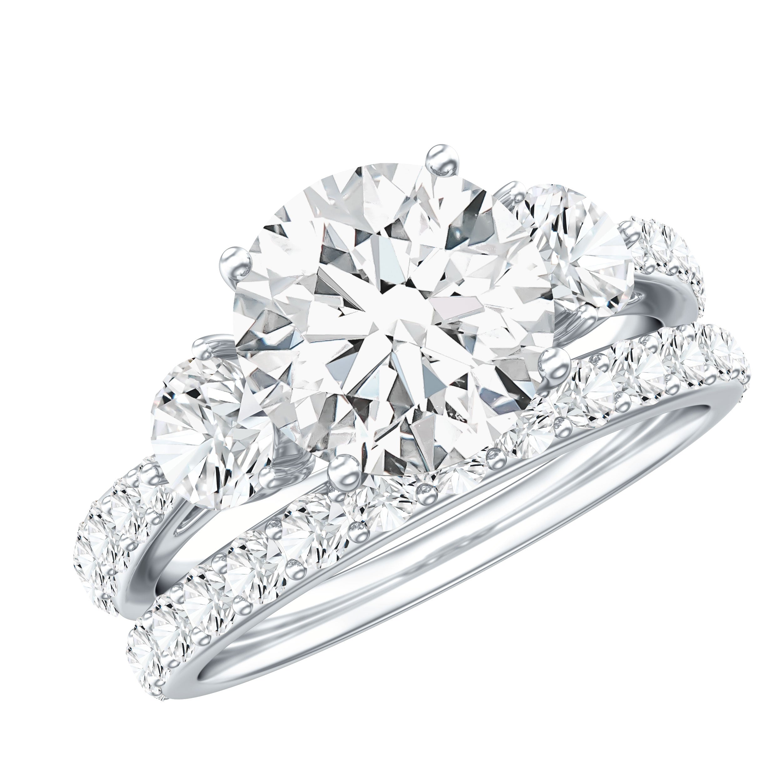 Certified 4.50 CT Round Moissanite Bridal Ring Set For Wedding
