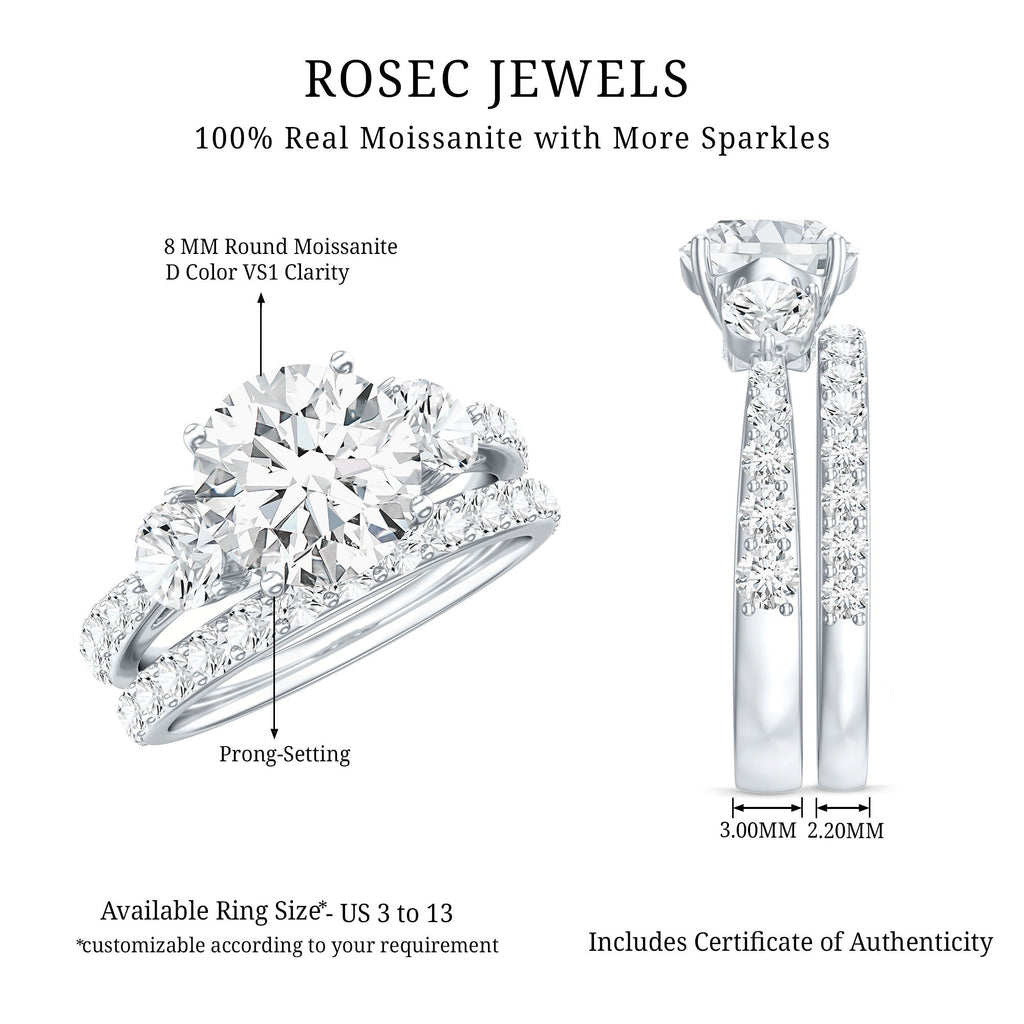 Certified 4.50 CT Round Moissanite Bridal Ring Set For Wedding