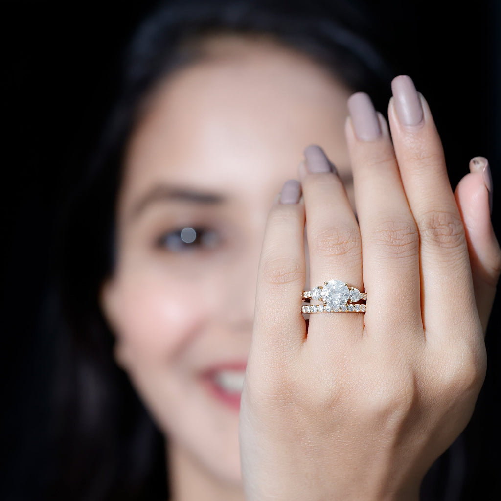 Certified 4.50 CT Round Moissanite Bridal Ring Set For Wedding