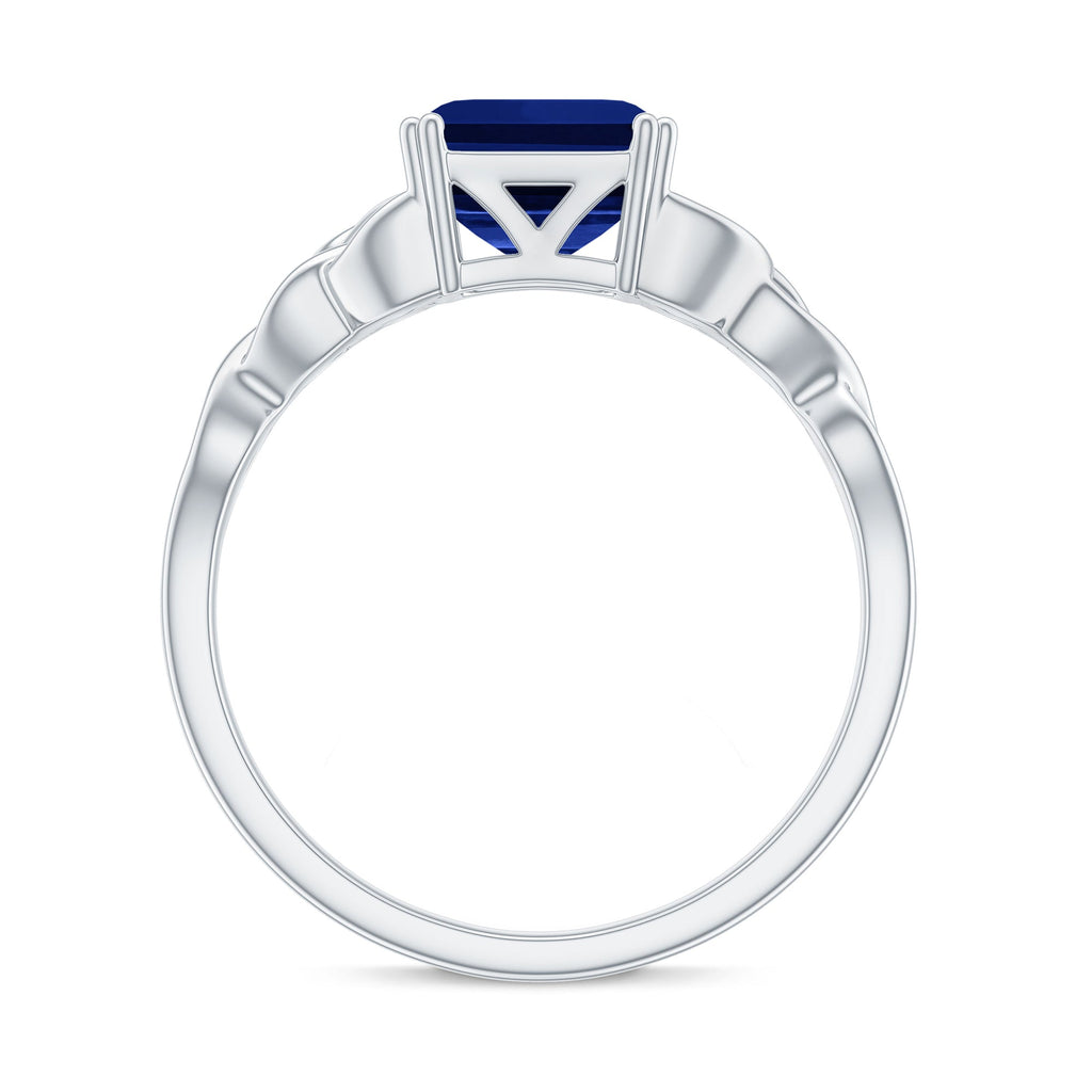Certified 4 Carat Asscher Cut Lab Created Blue Sapphire Celtic Knot Engagement Ring
