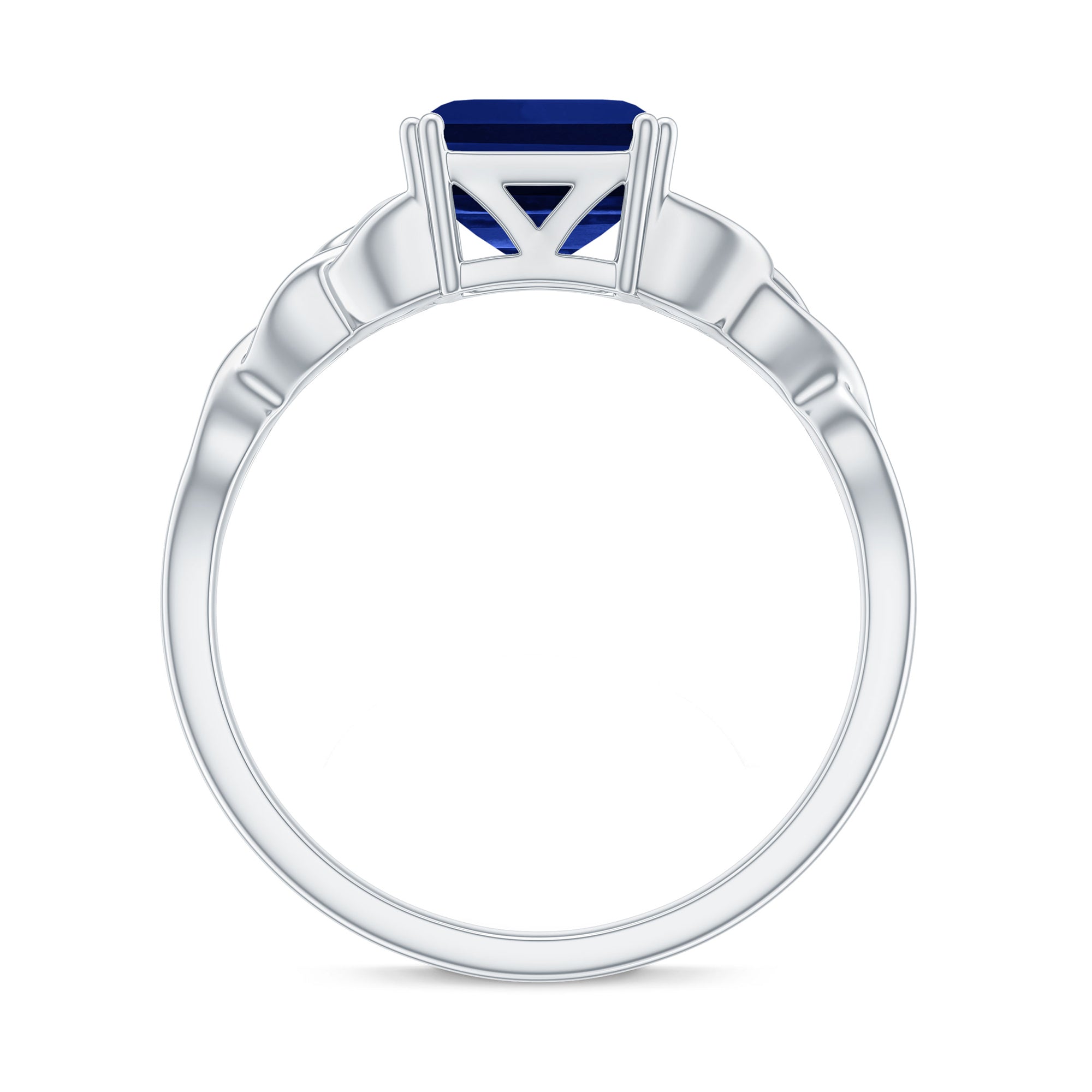 Certified 4 Carat Asscher Cut Lab Created Blue Sapphire Celtic Knot Engagement Ring