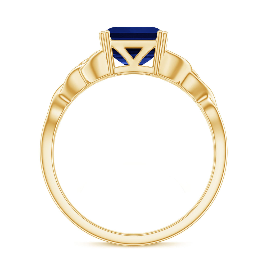 Certified 4 Carat Asscher Cut Lab Created Blue Sapphire Celtic Knot Engagement Ring