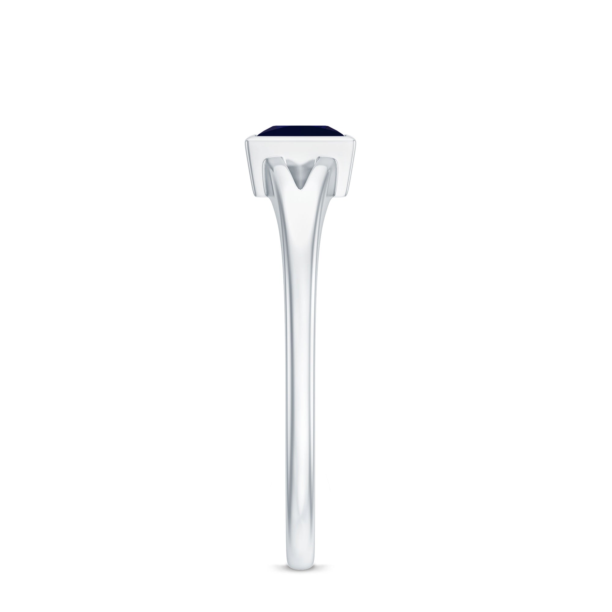 Princess Cut Blue Sapphire Solitaire Promise Ring in Split Shank